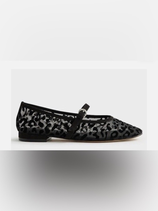 J. Crew Shoes - J. Crew Black Sheer Leopard Print Mary Jane Flats Size 7 Mesh Ballet Flats